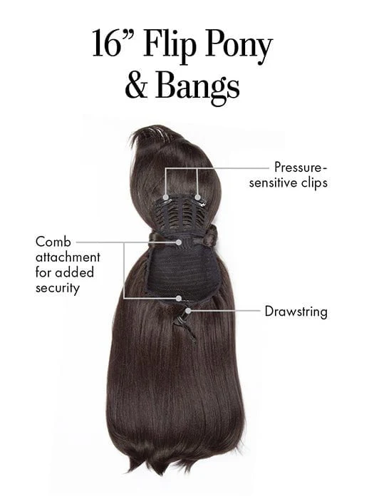 16in Flip Pony & Bangs | Synthetic Hairpiece - Musesware