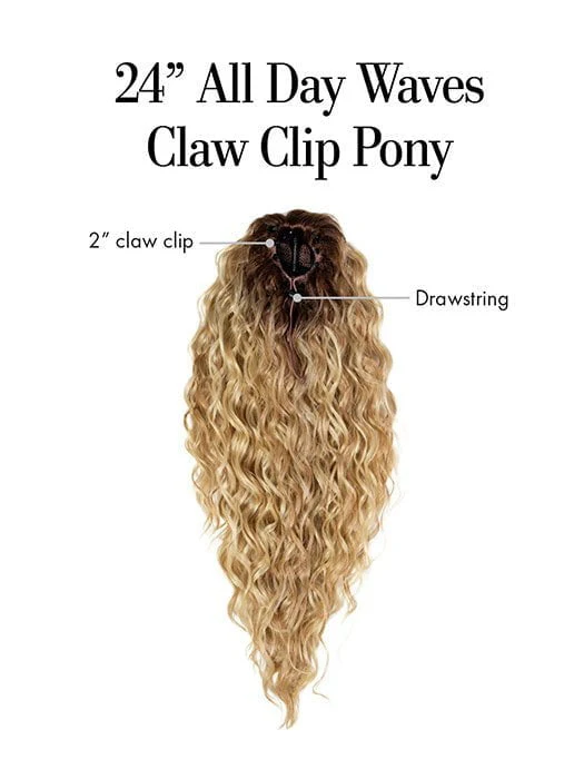 24in All Day Waves Claw Clip Pony | Synthetic Hair Partial Wigs (Drawstring) - Musesware